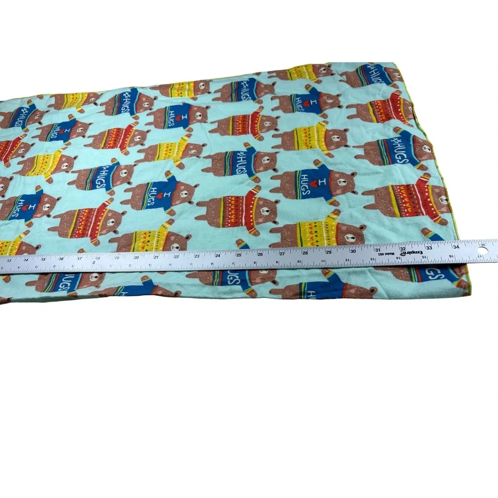 Blue Bear Print Flannel Baby Receiving Blanket I Heart Hugs 34x33 Aqua Nursery